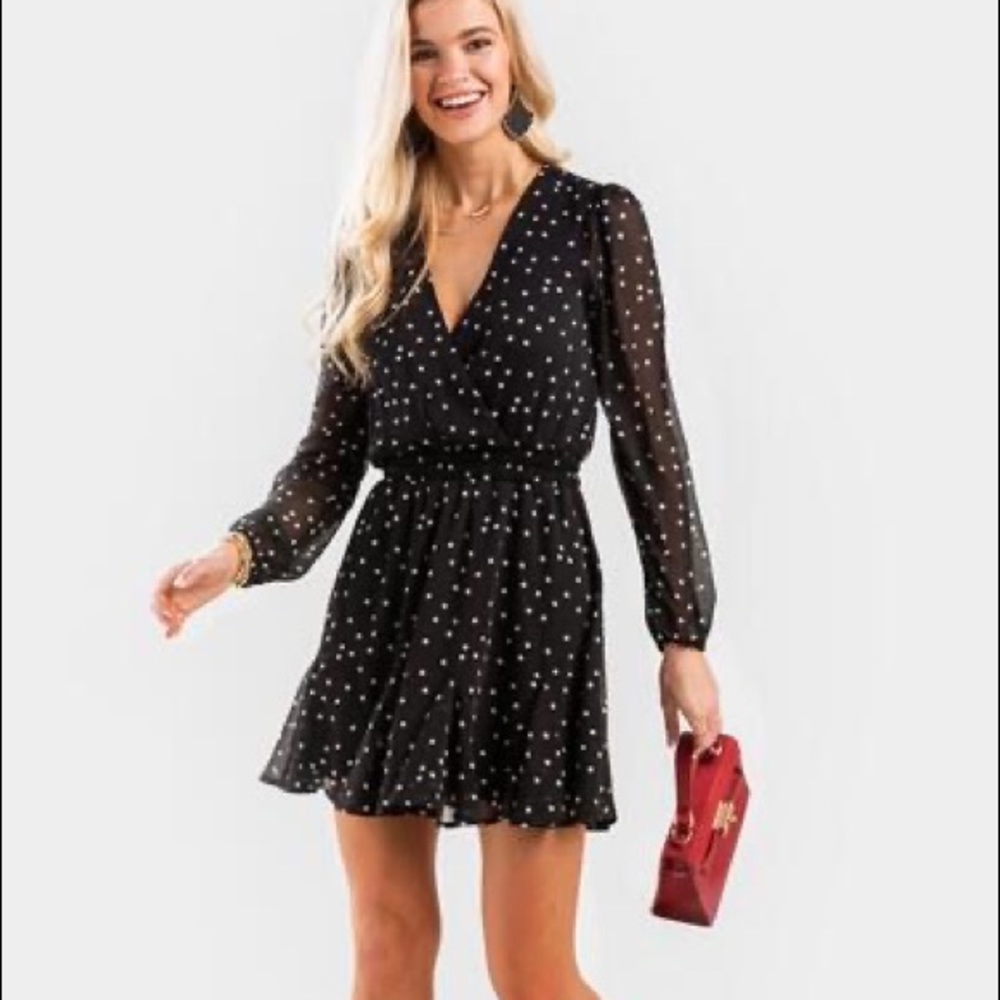 Francesca’s Shelia Polka Dot Godet Dress